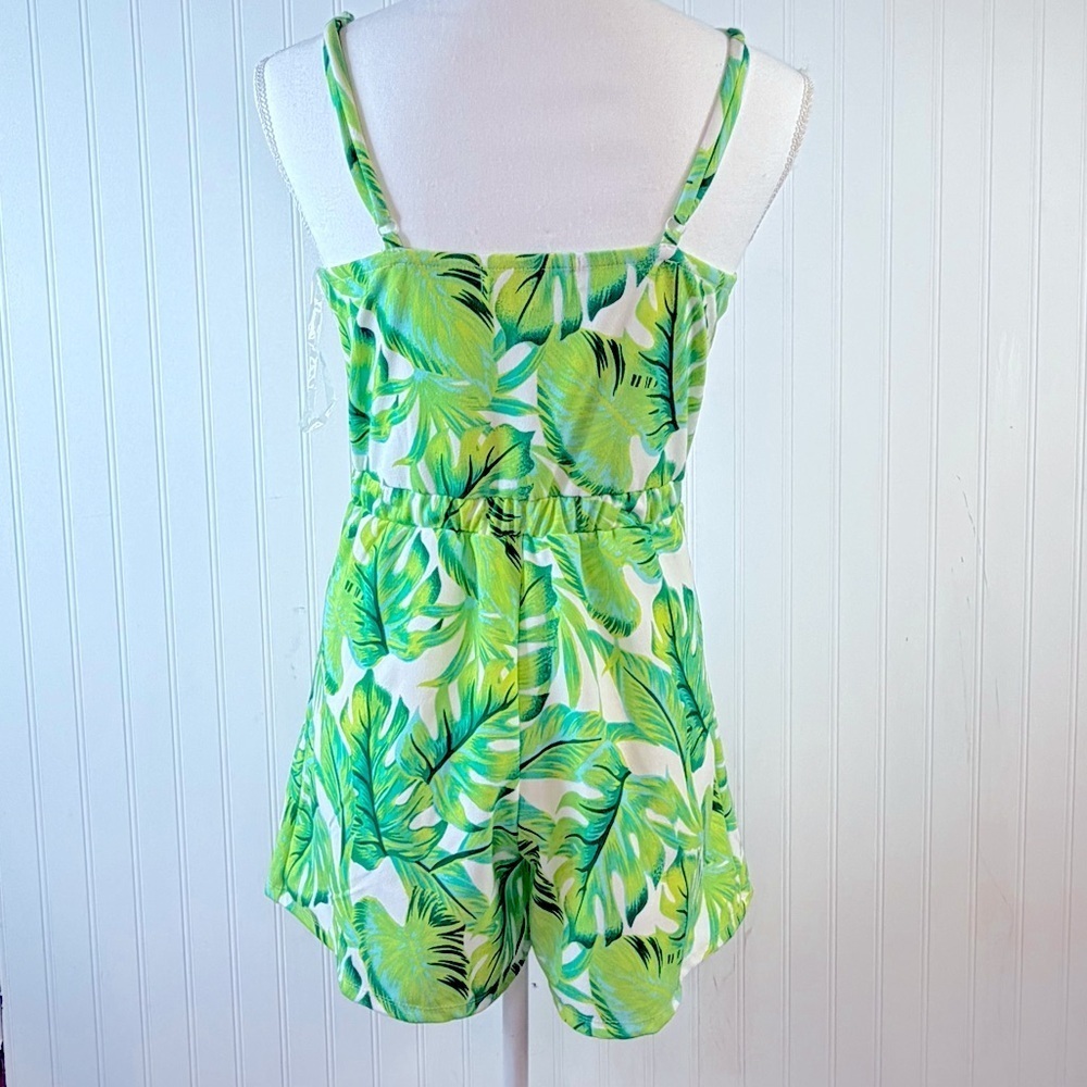 Madden NYC Lime Green Tropical Floral Short Knit Romper – Size Medium – NWOT - Picture 7 of 9